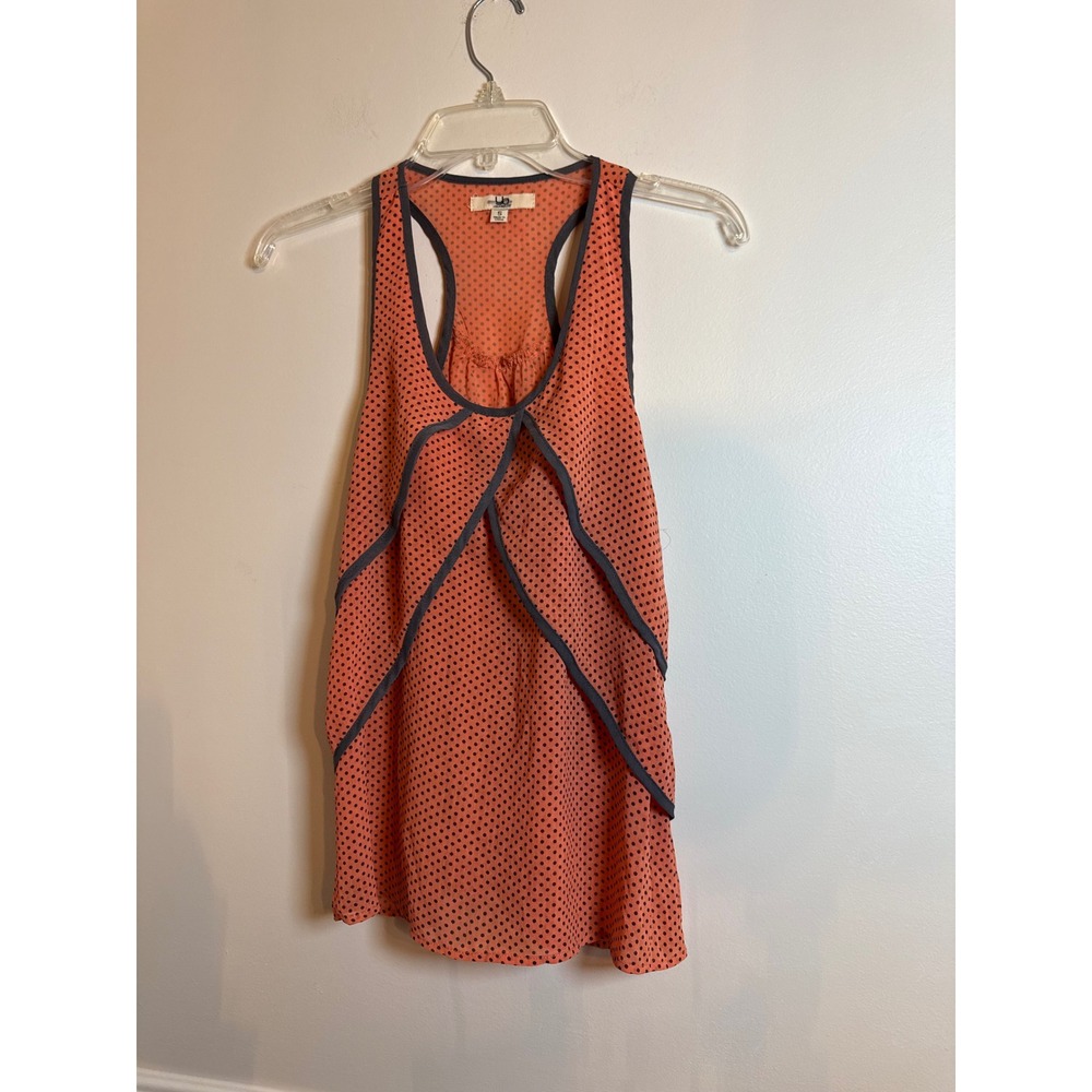 YA Los Angeles Tank Top Womens Small Coral Polka Dot Tiered Racerback Sleeveless